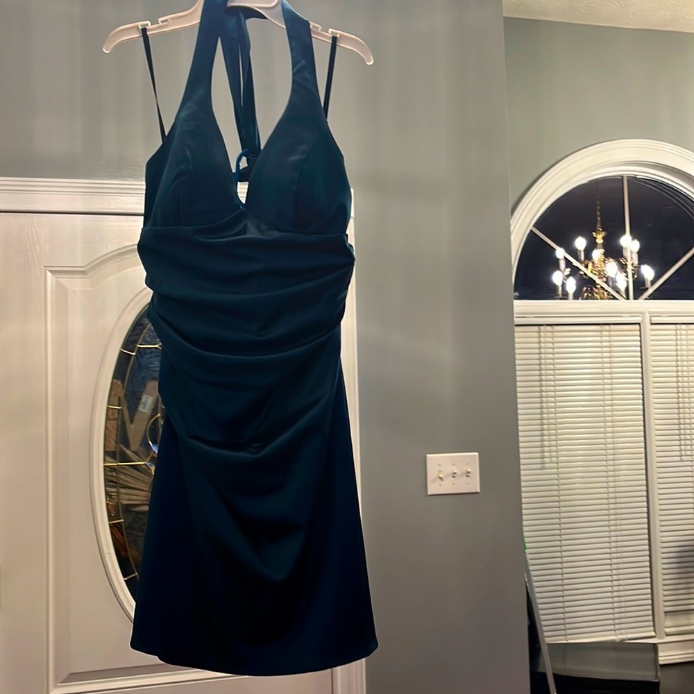 Emerald Green to a Deep turquoise B. Darlin size L mini dress